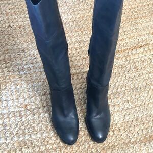 Vince Camuto Mordona Tall Knee Riding High Boots 8 Med Black Leather